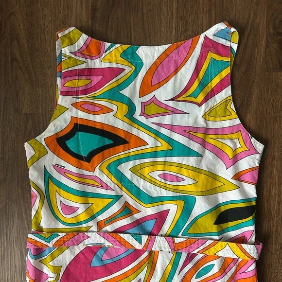 GRETCHEN SCOTT DESIGNS Cotton Sleeveless Wrap Dress Multicolor Geo Abstract | M - Picture 11 of 14
